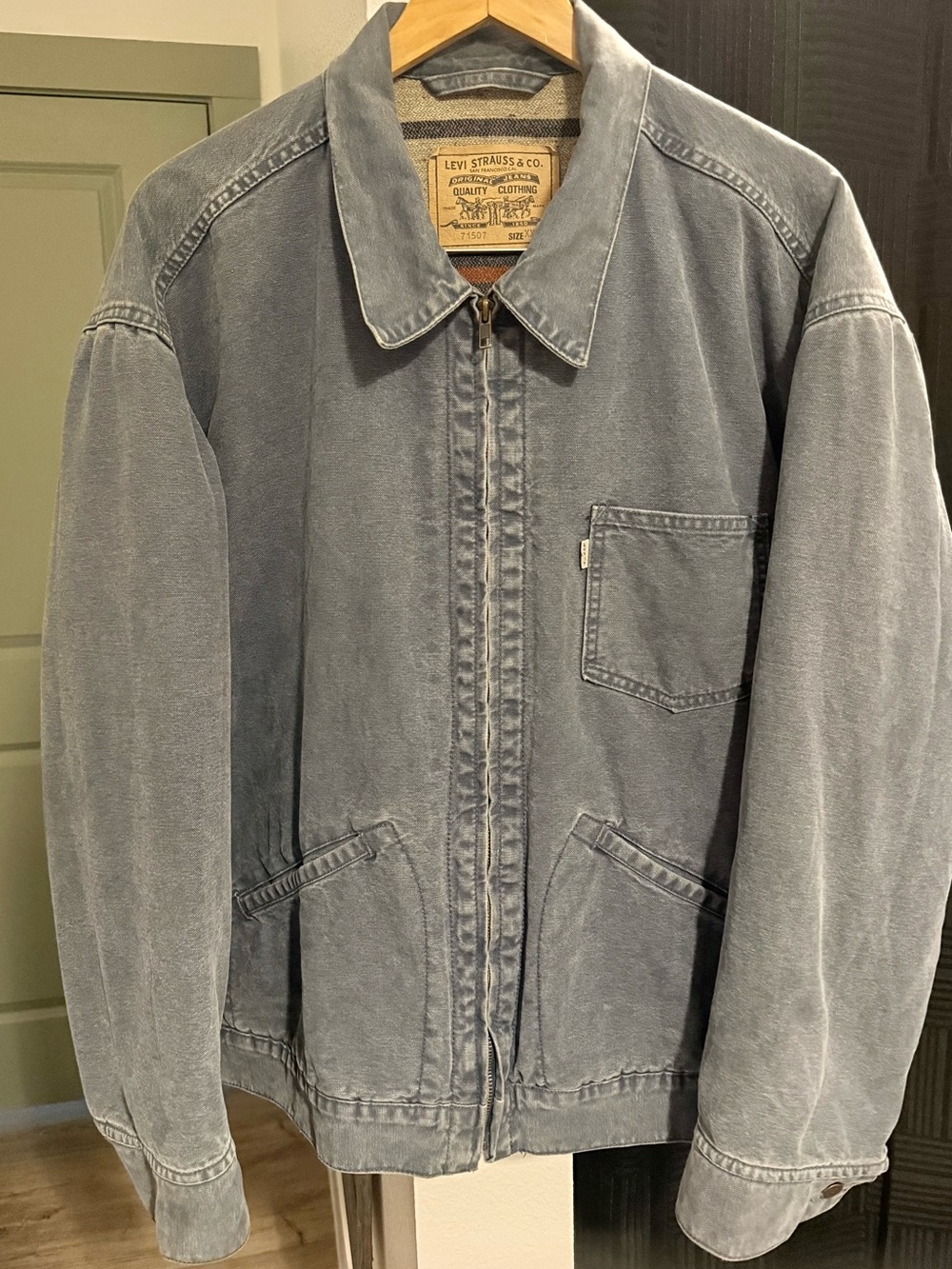 Vintage 1995 Levi’s 71507 Blanket Lined Work Jacket Faded Blue XXL